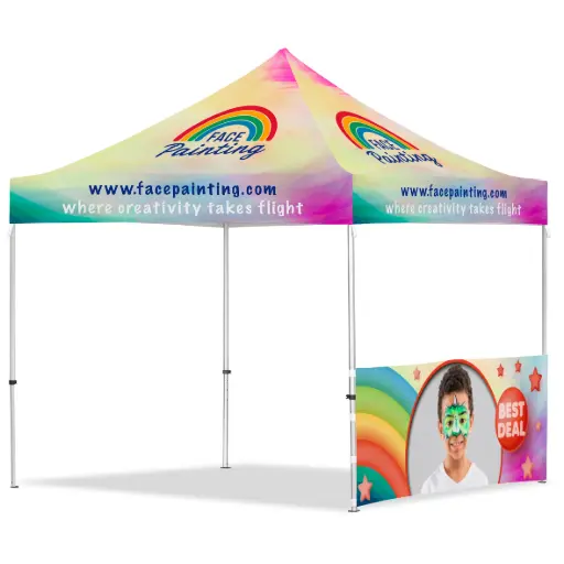 [VI-AM-235-D] Coated Steel Sublimated Gazebo 3m x 3m - 1 Half-Wall Skin